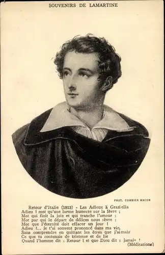 Ak Alphonse de Lamartine, Schriftsteller, Retour d'Italie 1813