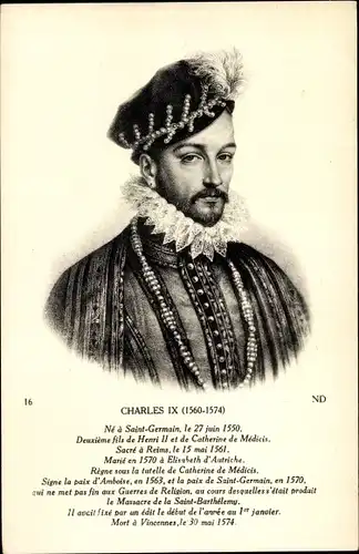 Ak Charles IX., König von Frankreich