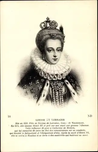 Ak Louise de Lorraine, Königin von Frankreich und Polen