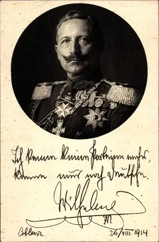 Ak Kaiser Wilhelm II., Ich kenne keine Parteien mehr, Zitat 1914