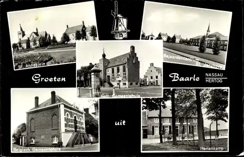 Ak Baarle Nassau Nordbrabant, St. Annaplein, Gemeentehuis, Hertenkamp, St. Jenshove
