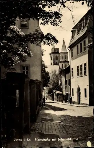 Ak Zittau in Sachsen, Pfarrstraße, Johanniskirche