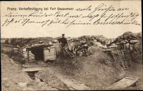Ak Douaumont Lothringen Meuse, Fort Douaumont, Französische Vorbefestigung, Schützengraben