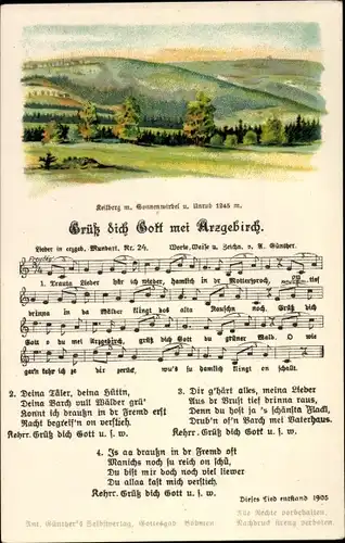 Lied Ak Günther, Anton, Erzgebirgische Mundart 24, Grüß dich Gott mei Arzgebirch, Keilberg