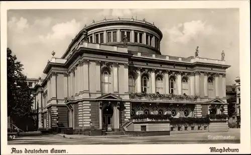 Ak Magdeburg, Partie am Stadttheater, Vorderansicht