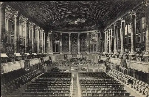 Ak Wiesbaden in Hessen, Neues Curhaus, Großer Konzertsaal, Blick auf Orgel und Orchester