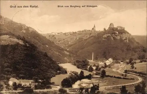 Ak Nideggen in der Eifel, Blick vom Burgberg aus, Rurtal