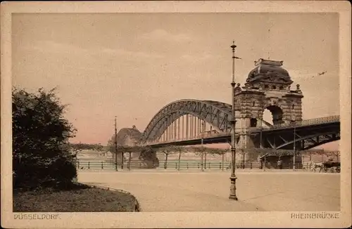 Ak Düsseldorf am Rhein, Rheinbrücke