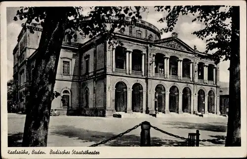Ak Karlsruhe in Baden, Badisches Staatstheater
