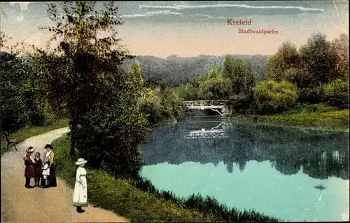 Ak Krefeld am Niederrhein, Stadtwaldpartie, Brücke