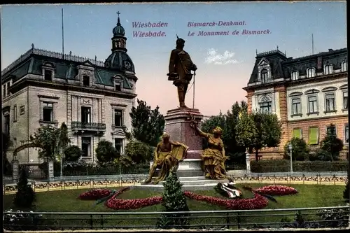 Ak Wiesbaden in Hessen, Bismarck-Denkmal