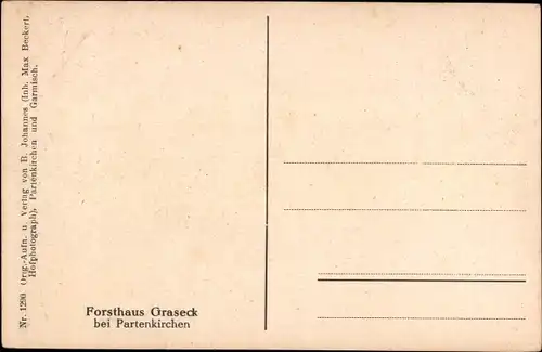 Ak Garmisch Partenkirchen in Oberbayern, Graseck, Forsthaus, Winter