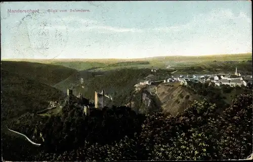 Ak Manderscheid in der Eifel, Blick vom Belvedere, Panorama