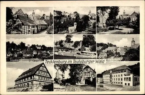 Ak Tecklenburg am Teutoburger Wald, Genesungsheim, Jugendherberge, Kirche, Freilichtbühne