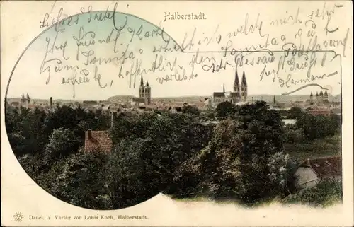 Ak Halberstadt am Harz, Blick über die Stadt