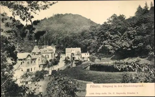 Ak Dresden Pillnitz, Eingang in den Friedrichsgrund