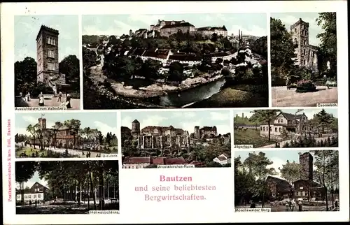 Ak Bautzen, Aussichtsturm, Jägerhaus, Ruine, Hohwaldschänke, Czorneboh, Bieleboh