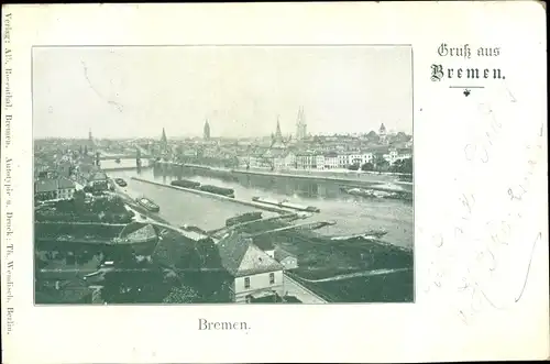 Ak Hansestadt Bremen, Blick über die Stadt, Brücke, Schiffe