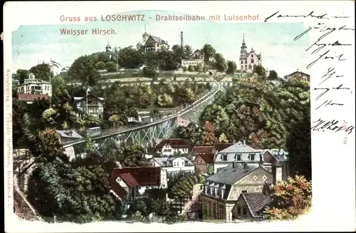 Ak Dresden Loschwitz, Drahtseilbahn mit Luisenhof, Weißer Hirsch