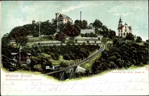 Ak Dresden Weißer Hirsch, Drahtseilbahn mit Luisenhof
