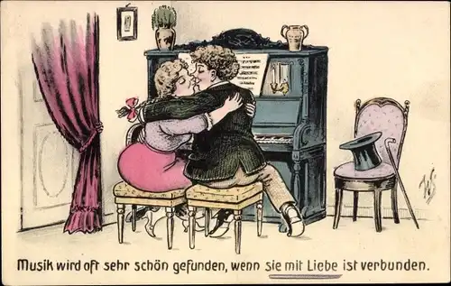 Künstler Ak Scheuermann, Willi, Musik wird oft ser schön gefunden, wenn sie mit Liebe ist verbunden