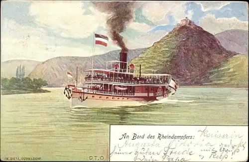 Künstler Ak Rheindampfer Kaiserin, Rhein Dampfschifffahrt Kölnische und Düsseldorfer Gesellschaft