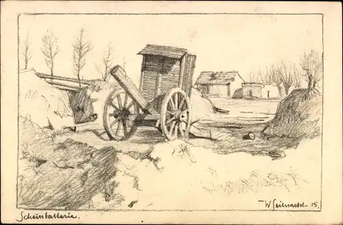 Künstler Ak Scheinbatterie, WK I