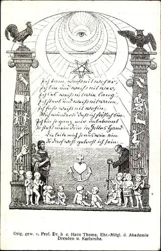 Künstler Ak Thoma, Hans, Ich kam, weiß nit woher, ich bin und weiß nit wer, Martinus von Biberach