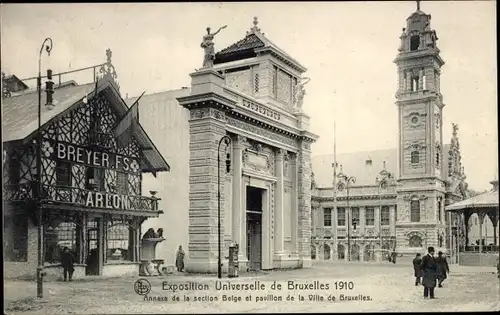 Ak Bruxelles Brüssel, Exposition Universelle 1910, Annexe de la section Belge, pavillon de la Ville