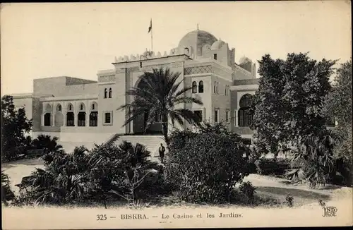 Ak Biskra Algerien, Le Casino et les Jardins