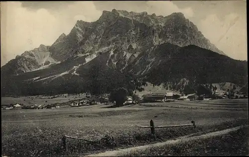 Ak Lermoos in Tirol, Panorama gegen den Wetterstein