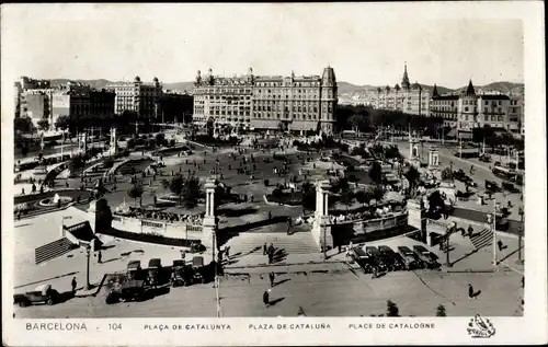 Ak Barcelona Katalonien Spanien, Plaza de Catalunya