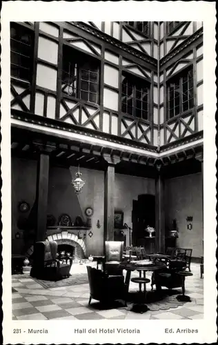 Ak Murcia Stadt Spanien, Hall del Hotel Victoria