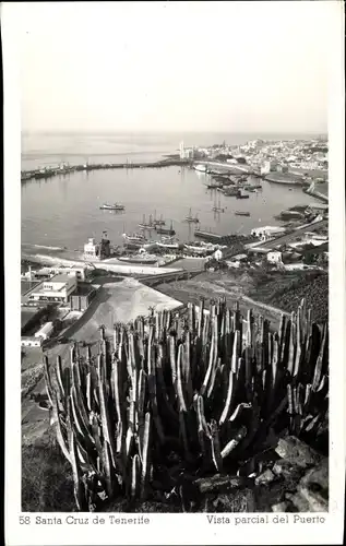 Ak Santa Cruz de Tenerife Teneriffa Kanarische Inseln Spanien, Vista parcial del Puerto