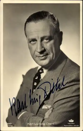 Ak Schauspieler Karl Ludwig Diehl, Portrait, Autogramm