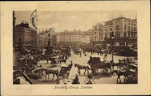Ak West End London City England, Piccadilly Circus, Kutsche