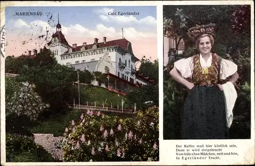 Ak Mariánské Lázně Marienbad Region Karlsbad, Café Egerländer