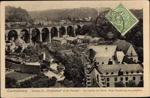 Ak Luxemburg Luxembourg, Parties du Pfaffenthal et de Clausen, le viaduc du Nord