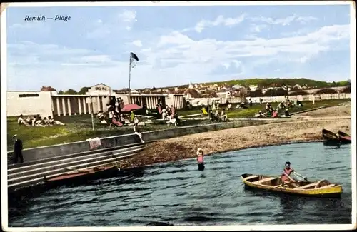 Ak Remich an der Mosel Luxemburg, Plage, Strand, Ort