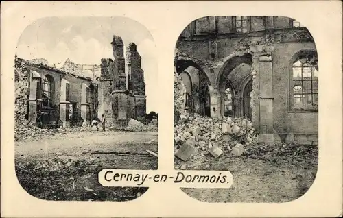 Ak Dun Lothringen Meuse, Kriegszerstörungen, I. WK