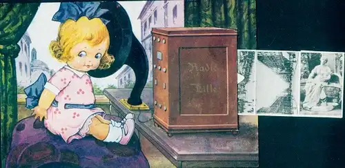 Leporello Ak Lille Nord, Mädchen mit Grammophon, Stadtansichten