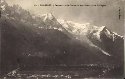 Ak Chamonix Mont Blanc Haute Savoie, Panorama de la Chaine du Mont Blanc