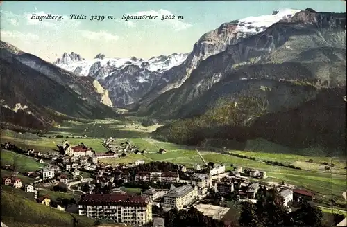 Ak Engelberg Kanton Obwalden Schweiz, Gesamtansicht mit Titlis und Spannörter