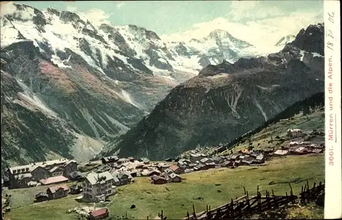 Ak Mürren Kanton Bern Schweiz, Gesamtansicht, Alpen