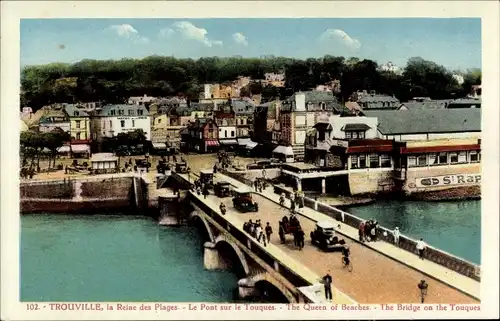 Ak Trouville Seine Maritime, La Reine des Plages, Le Pont sur le Touques