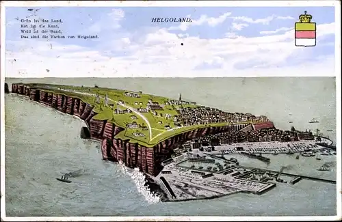 Ak Helgoland, Gesamtansicht der Insel, Wappen