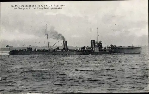 Ak Deutsches Kriegsschiff, SMS V 187 Torpedoboot, Kaiserliche Marine