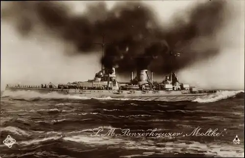 Ak Deutsches Kriegsschiff, SMS Moltke, Panzerkreuzer, Kaiserliche Marine