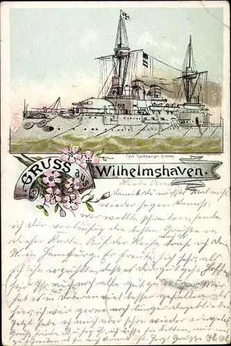 Litho Wilhelmshaven, Deutsches Kriegsschiff, Küstenpanzerschiff, Kaiserliche Marine