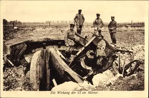 Ak Die Wirkung der 42cm Mörser, Soldaten, I. WK